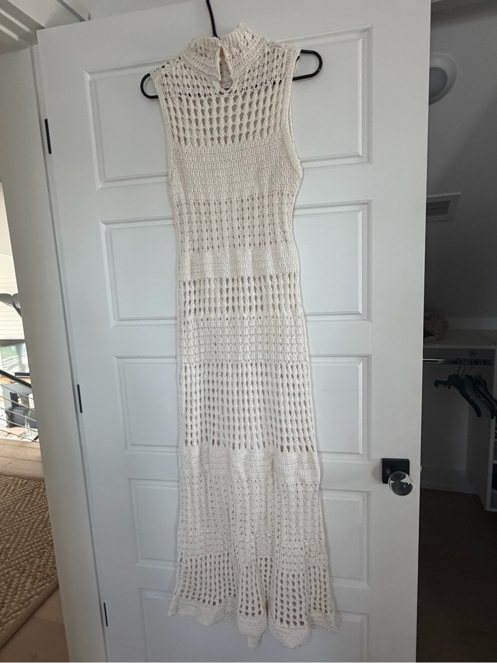 Theory Cream Crochet Sleeveless Maxi Dress